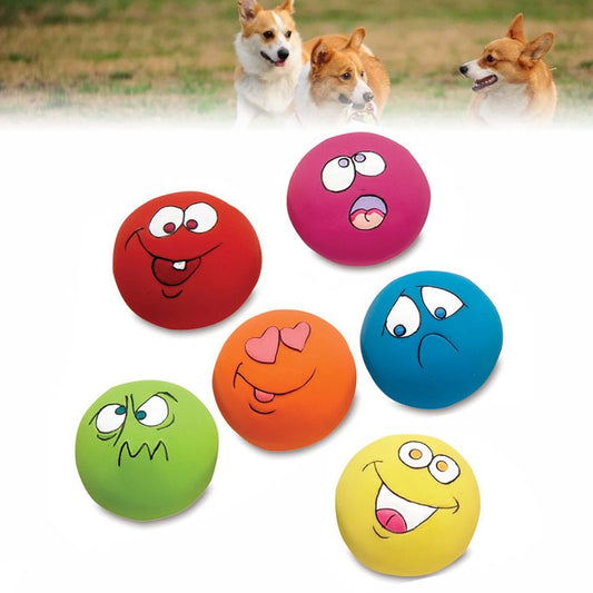 Dog Play Squeaky Ball with Face Fetch Toy